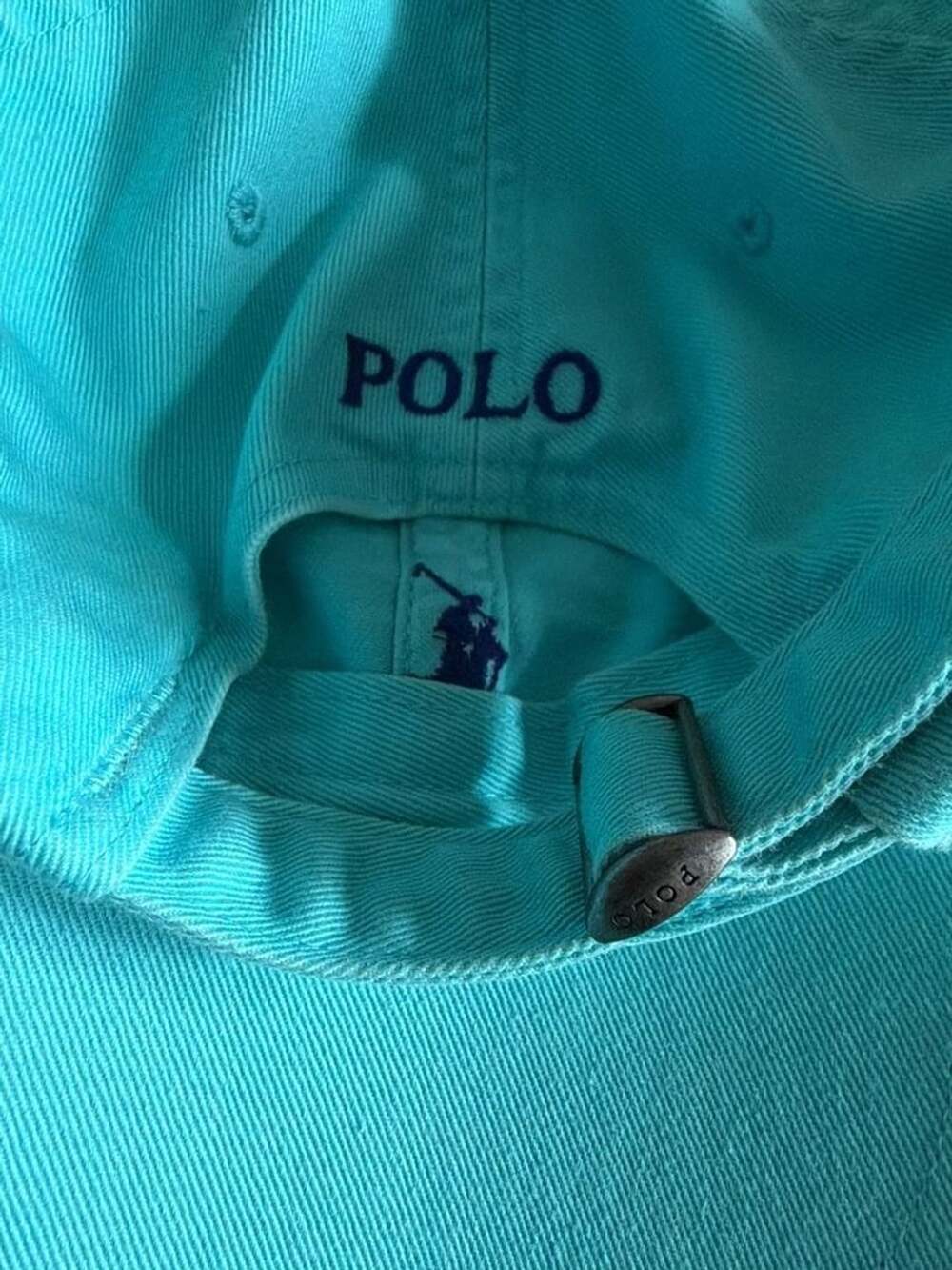 Polo Ralph Lauren Cotton Chino Baseball Cap One Size Teal Blue Pony Hat - Picture 2 of 3